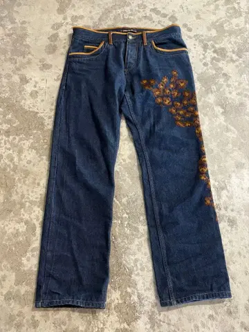 roberto cavalli leopard embroidery jeans