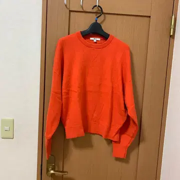 UNIQLO 스무스 코튼 크루넥 스웨터 오렌지 XL