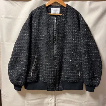라토타리테 트위드 블루종 자켓 이소재 블랙 S-M