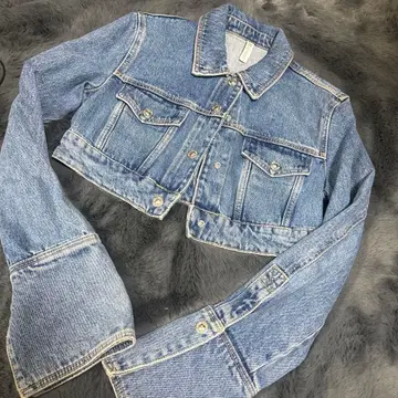 ZARA 데님 블루 크롭 자켓 S