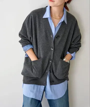 더블 자카드 가디건