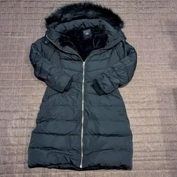 ZARA 다운 코트 L 사이즈 A라인 후드 퍼 롱 코트 블랙
