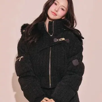 Randy 비대칭 버클 트위드 패딩 자켓