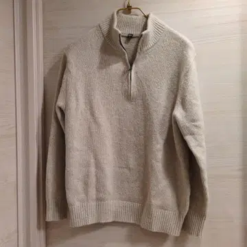UNIQLO 하프 지퍼 니트 스웨터 M 크림