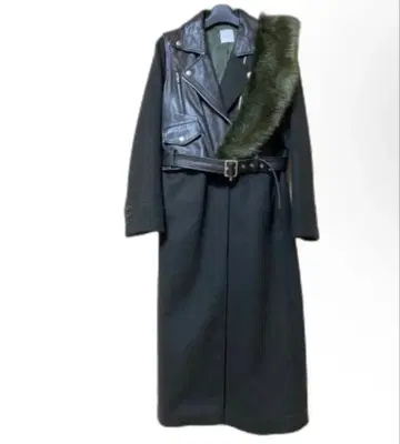 amerivintage 퍼 달린 가죽 도킹 롱 코트