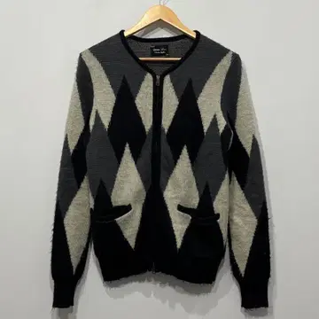 새상품급 넘버나인 08AW 포틀랜드기 아가일 가디건 L 블랙