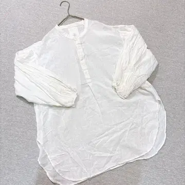 르멜란지 긴팔 셔츠 블라우스 프리 사이즈 화이트 면린넨