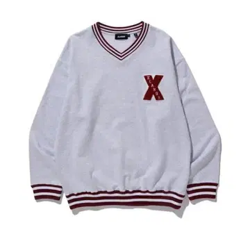 그레이 V넥 트레이닝복 X마크