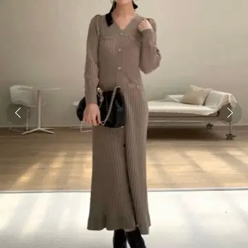 SNIDEL 프론트 버튼 니트 원피스