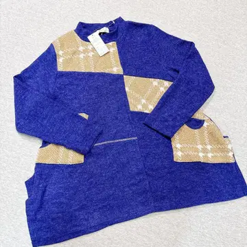 백합 긴팔 니트 티셔츠 L 사이즈 퍼플 미사용