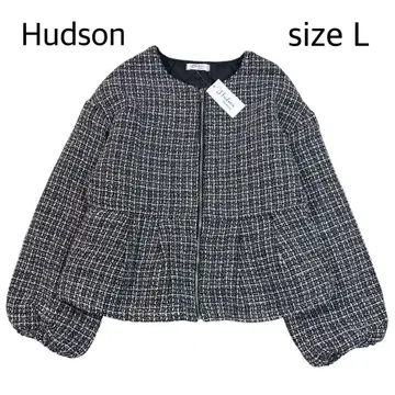 [ size L ] 미사용 새상품 트위드 페플럼 자켓 집업 블랙