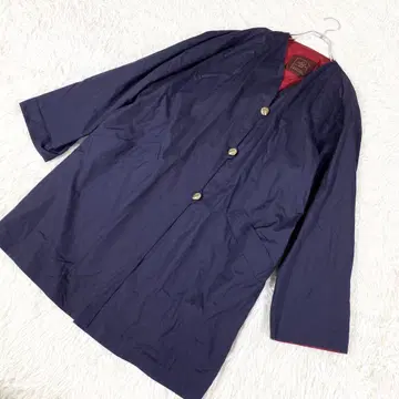 B.BALLARINI 노카라 코트 얇은 소재 빈티지 구제 의류 네이비