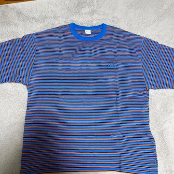 케보즈 keboz 자수 로고 멀티 보더 링거넥 T셔츠