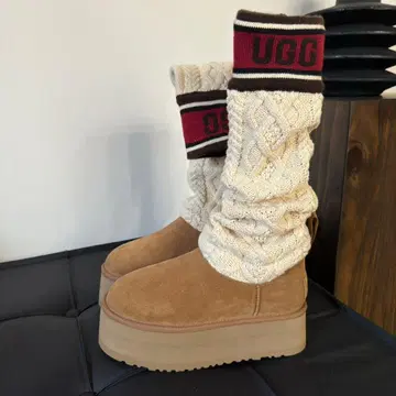 통굽 롱 부츠 니트 접이식 23cm