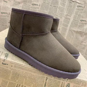 새상품 여성용 S 사이즈 경량 보아 안감 숏 어그 부츠 짙은 갈색 528