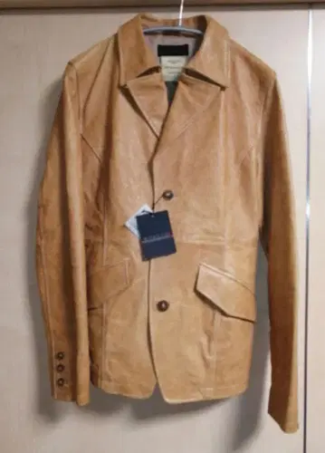 MORGAN HOMME 모건 10주년 가죽 자켓 카멜 M