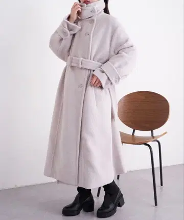 [ Chico ] 스탠드 오버 롱 코트 그레이지