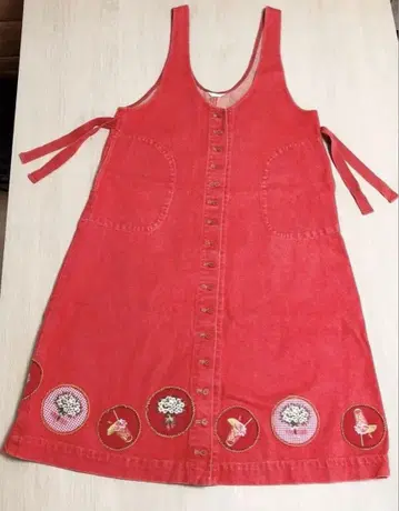 핑크하우스 데님 오버롤 스커트