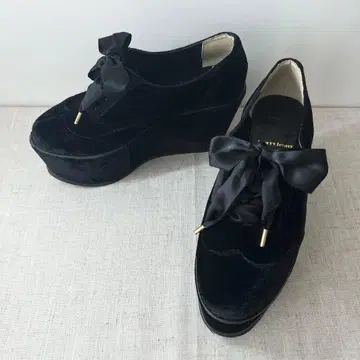 새상품급 merry jenny 웨지 슈즈 통굽 레이스업 벨로아