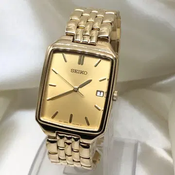 [ 작동품 ] SEIKO 세이코 쿼츠 손목시계 데이트 골드 다이얼