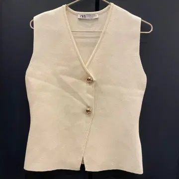 ZARA 아이보리 V넥 베스트 M 사이즈