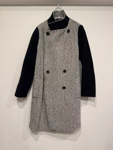Munich 트위드 더블 브레스트 롱 코트