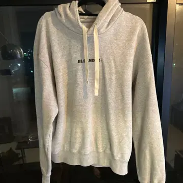 새상품급 JIL SANDER 로고 후드티 그레이