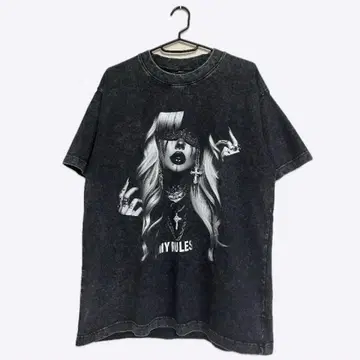 레어 고딕 지뢰계 프린트 T셔츠 워시 MY RULES