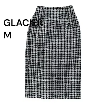 GLACIER 체크 무늬 롱 스커트 블랙 M 사이즈