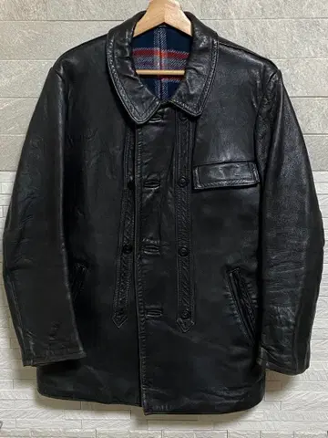 GVF 가죽 코르비제 자켓 블랙 안감 담요 80's 프렌치
