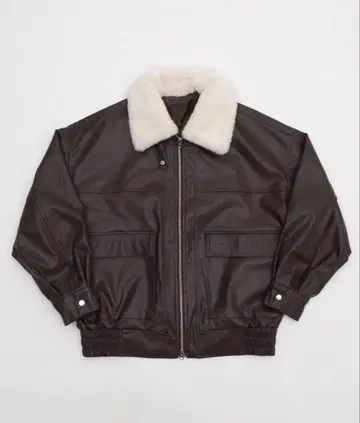 탈부착 가능 퍼 달린 다크 브라운 가죽 자켓