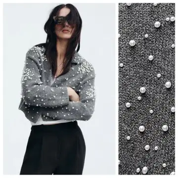 ZARA 펄 비즈 니트 가디건