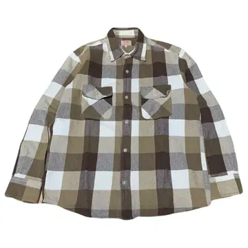 빅마이크 BIGMIKE 플란넬 셔츠 헤비 플란넬 블록 체크 패턴 L