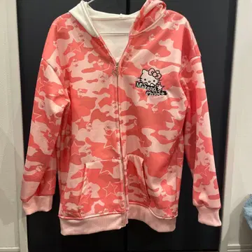 핑크 카모 패턴 집업 후드티