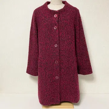 Topys 토피즈 알파카 울 노카라 코트 레드 미사용