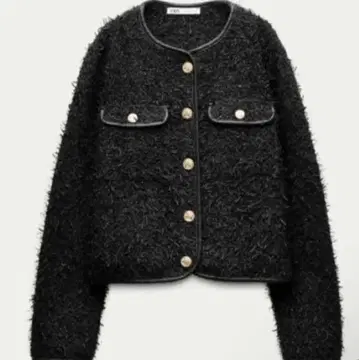 메탈릭 텍스처 자켓 블랙 ZARA