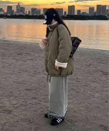 apres jour clair 보아 안감 퀼팅 자켓 카키