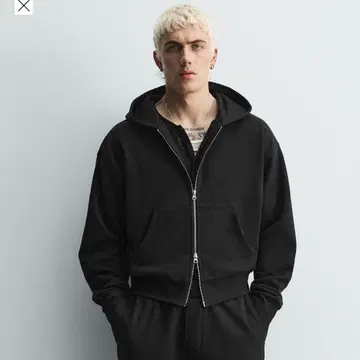ZARA 크롭 핏 후디 L 블랙