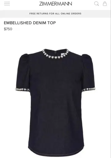 ZIMMERMANN 장식 데님 탑