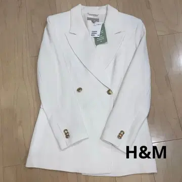 H&M 화이트 더블 브레스트 자켓 36