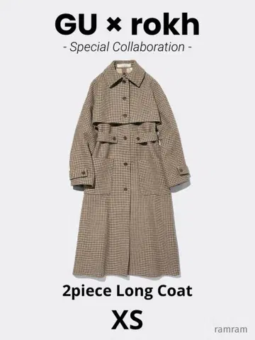미사용 새상품 택 포함 GU x rokh 2 체크 롱 코트