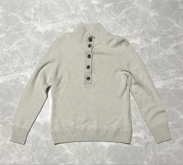 RAMUZ 캐시미어 100% 니트 LL 하프 버튼 그레이 계열 스웨터