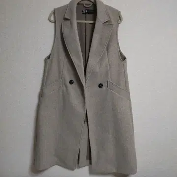 ZARA 베이지 슬리브리스 롱베스트 M