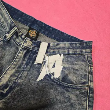 블루 스트레이트 데님 데미지 가공