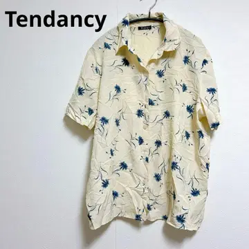 Tendancy 꽃무늬 반팔 셔츠 크림색 시원한 소재