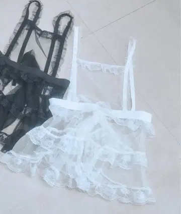 [ Lovilyn ] 덕질 튤 에이프런 원피스 화이트