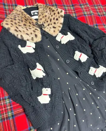 핑크하우스 테리어 면&아크릴 가디건