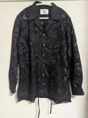 maisonspecial 블랙 잎 패턴 메쉬 셔츠 택 포함