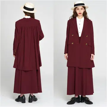 완구 기차 더블 브레스트 A 라인 자켓 Wine red S