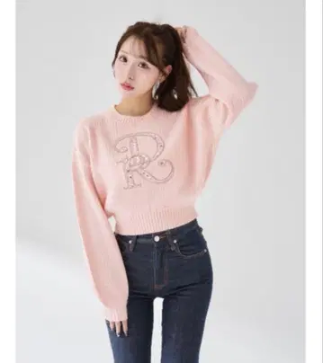 다리치 DR 비쥬 볼륨 리브 니트탑 핑크